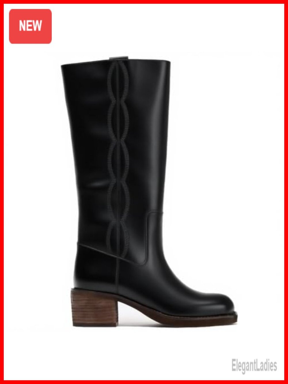 YIYA Women's Knee High Boots Square Toe Wide Calf Chunky Block Low Heels Riding